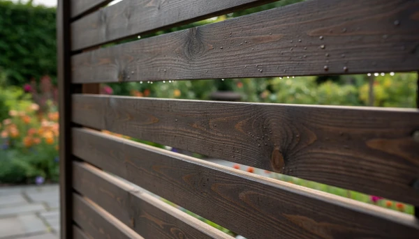 Terrasse ext&eacute;rieure en bois avec jardini&egrave;re urbaine