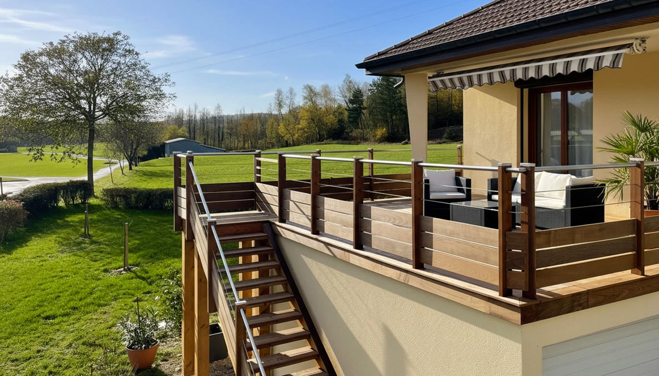 Une balustrade avec vue sur la ville et l'eau